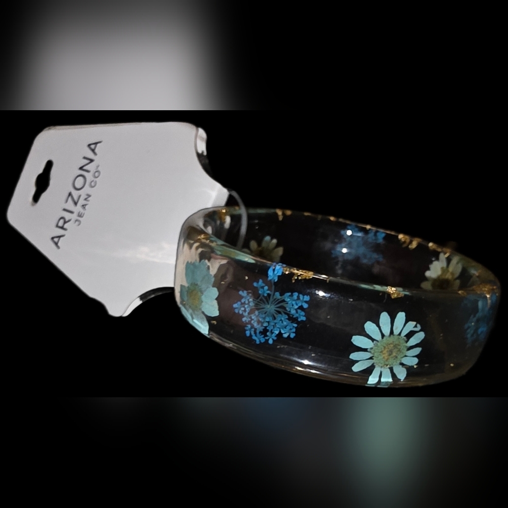 Clear Floral Bangle Bracelet